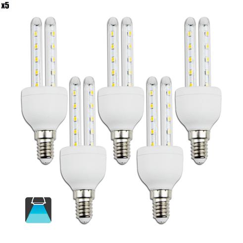 BULBO LED B5 T3 2U / 6W E14 LUZ BRANCA 6400K (CONJUNTO DE 5 UNIDADES)