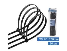 Abraçadeiras de Nylon Preto 30 unidades (W4.8*L250mm)