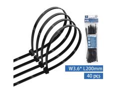 Abraçadeiras de Nylon Preto 40 unidades (W3,6*L200mm)