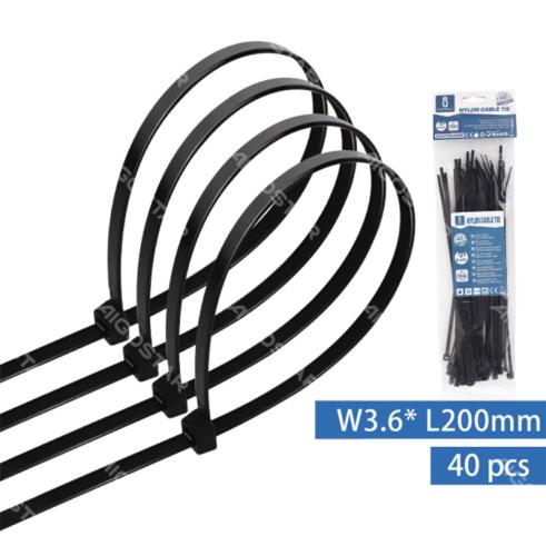 Abraçadeiras de Nylon Preto 40 unidades (W3,6*L200mm)