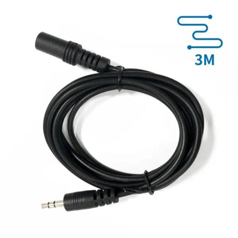 Cabo de áudio preto 3,5 mm macho para 3,5 mm fêmea 3 m