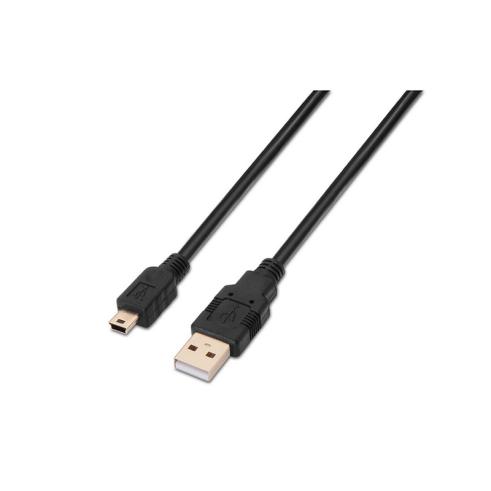 Cabo USB 2.0 - Tipo A Macho para Mini B Macho 1,8m Preto Aisens