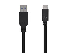 Cabo USB 3.1 Gen2 10Gbps 3A - Tipo USB-C/M-A Macho - 1,5m Preto Aisens