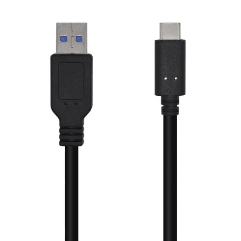 Cabo USB 3.1 Gen2 10Gbps 3A - Tipo USB-C/M-A Macho - 1,5m Preto Aisens