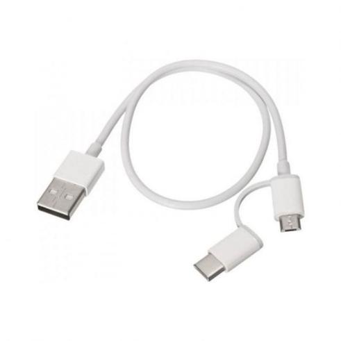 Cabo USB-A para MicroUSB com Adaptador USB-C 1m Branco Xiaomi