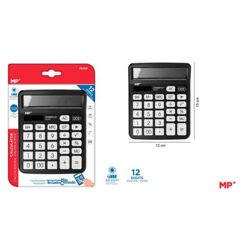 Calculadora de mesa solar e baterias pretas MP