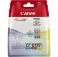 Canon CLI 521 Pacote de 3 Originais - Ciano, Magenta, Amarelo