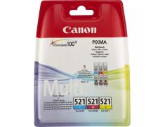 Canon CLI 521 Pacote de 3 Originais - Ciano, Magenta, Amarelo