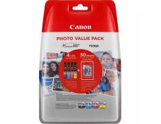 Canon CLI-551XL Pacote de 4 originais + 50 folhas de papel fotográfico