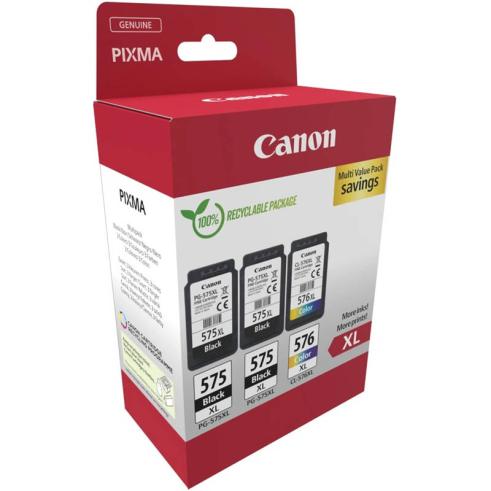 Canon PG-575XL/CL-576XL Pacote Múltiplo de 3 Cartuchos de Tinta Originais