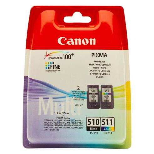 Canon PG510 Preto + CL511 Color Pack de 2 Originais