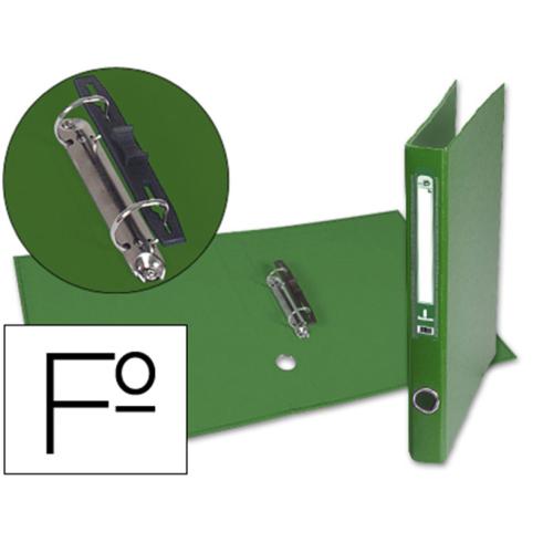 Capa de Papel Folio Forrada com 2 Argolas de 25mm com Ilhó e Suporte para Cartão de Compressor de Plástico Verde