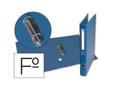 Capa de Papel Folio Forrada com 2 Argolas de 25mm com Ilhó e Suporte para Cartão de Compressor de Plástico Azul