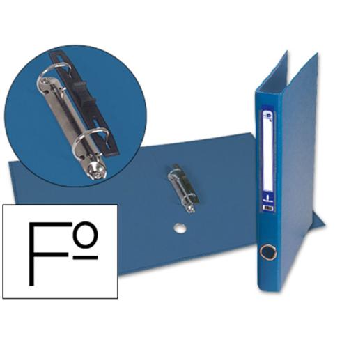 Capa de Papel Folio Forrada com 2 Argolas de 25mm com Ilhó e Suporte para Cartão de Compressor de Plástico Azul