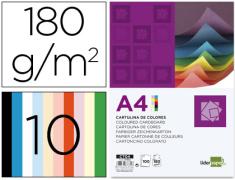 CARTÃO ASSORTED 10 CORES A4 180g / m2 LIDERPAPEL (100 unidades)