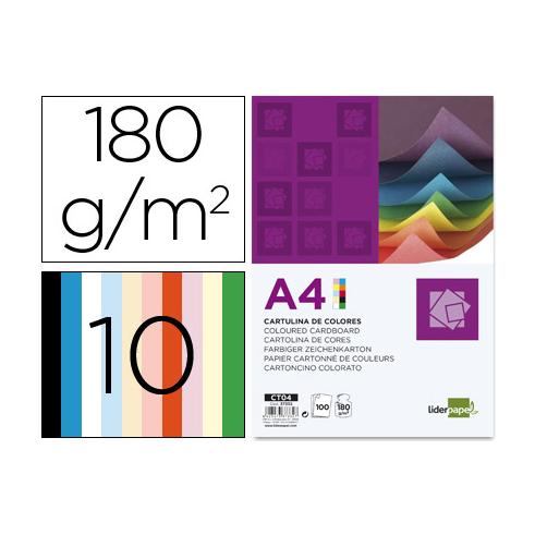 CARTÃO ASSORTED 10 CORES A4 180g / m2 LIDERPAPEL (100 unidades)