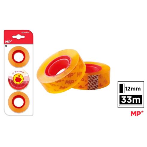 Fita Adesiva Transparente 12 mm x 33 m, 3 unid.