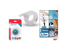 Fita adesiva dupla face transparente 1 mm x 2,5 m