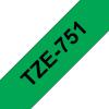 Compatível com Brother TZE-751 Preto / Verde TZ-751