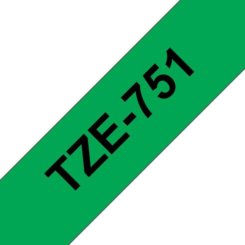 Compatível com Brother TZE-751 Preto / Verde TZ-751