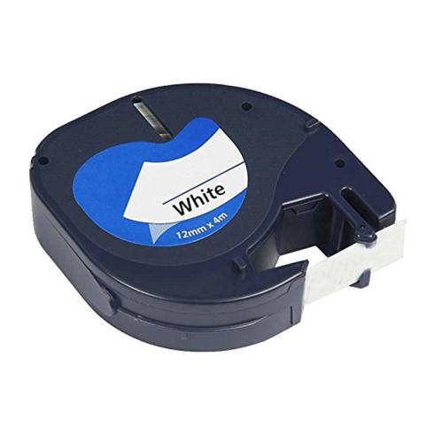 Compatível Dymo LetraTag S0721510 Preto / Branco