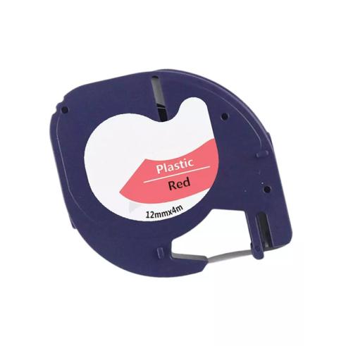 Compatível Dymo LetraTag S0721630 Preto / Vermelho