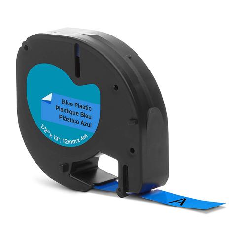 Compatível Dymo LetraTag S0721650 Preto / Azul