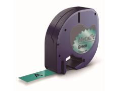 Compatível Dymo LetraTag S0721740 Preto / verde metálico