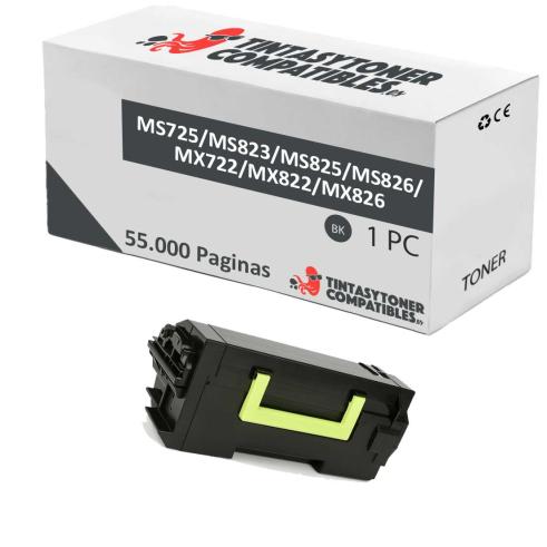Compatível Lexmark MS725/MS823/MS825/MS826/MX722/MX822/MX826 Preto