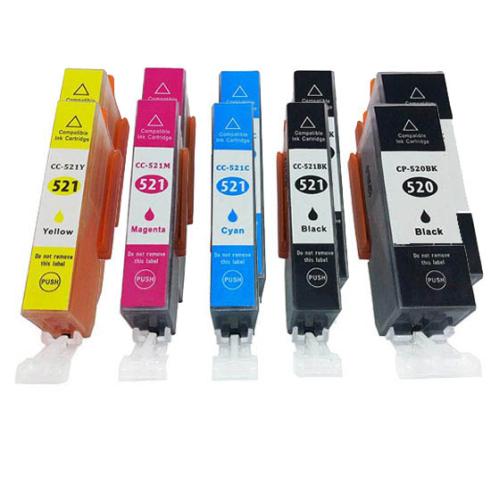 Pacote compatível 10 x CANON PGI 520 CLI 521