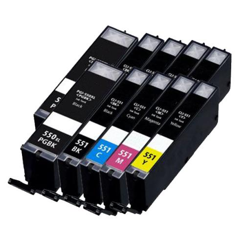 Pacote compatível 10 x CANON PGI 550 CLI 551