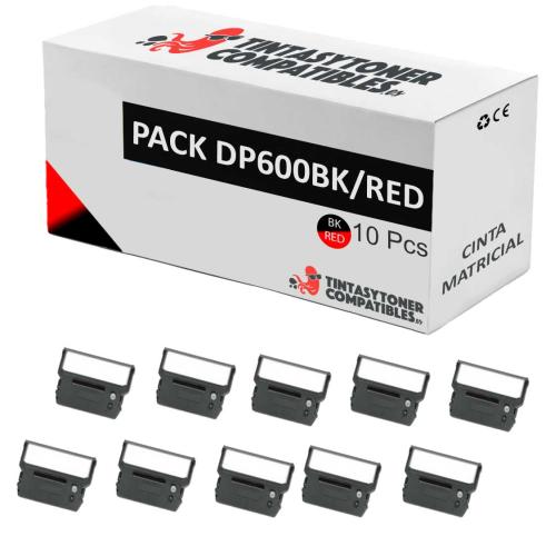 Compatível Pack 10x Fita Matricial CITIZEN DP600 Preto/Vermelho