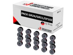 Compatível Pack 10x Fita GR24/GR51/EP102 Preto/Vermelho