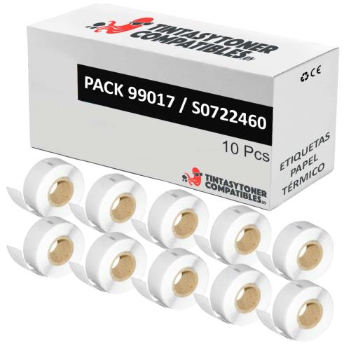 Compatíveis PACK 10X DYMO LABELWRITER 99017 Etiquetas para Pastas de Papel Térmico