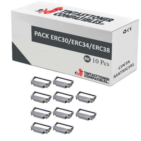 Compatível PACK 10X Epson ERC30 ERC34 ERC38 Preto