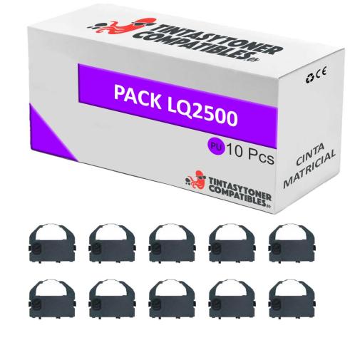 Compatível Pack 10x Epson LQ-2500 Púrpura Fita Matrix