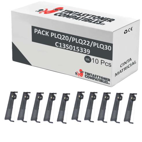 Compatível Pack 10x Epson PLQ 20/PLQ 22/PLQ 30 Fita Matricial Preta