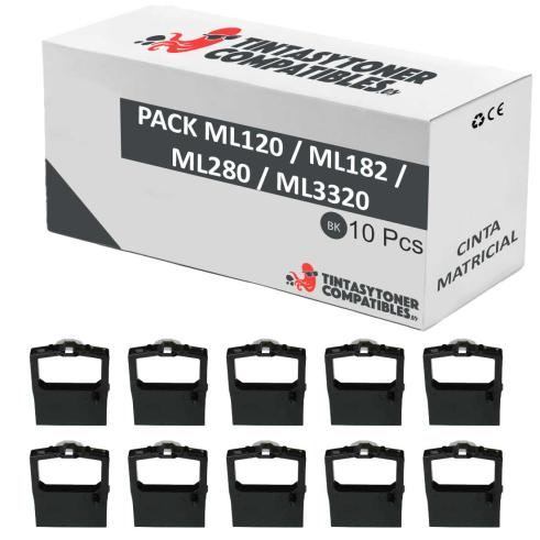 Compatível Pack 10x OKI ML120 / ML182 / ML280 / ML3320 Preto Fitas Matriciais