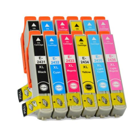 Pacote compatível 12 x EPSON T2431/2/3/4/5/6