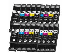 Pacote Compatível 20 x Canon PGI 525 CLI 526