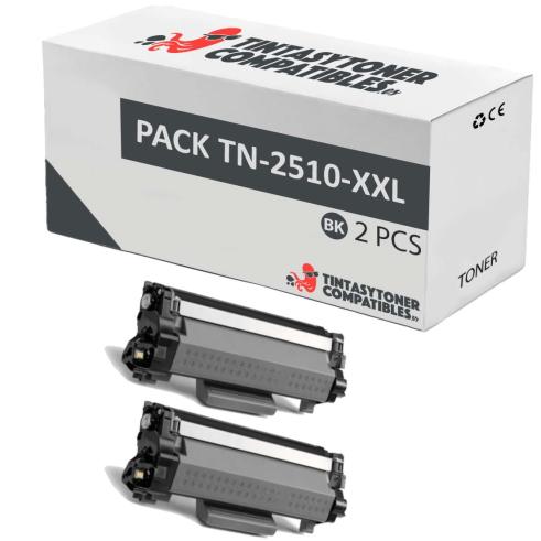 Compatível Pack 2x Brother TN-2510-XXL Preto