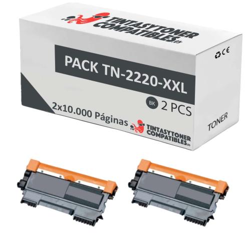 Compatível Pack 2x Brother TN2220/TN2210/TN2010/TN450XL Alta Capacidad (10K)