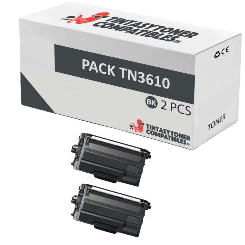 Compatível Pacote 2x Brother TN3610 Preto