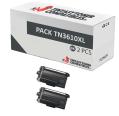 Compatível Pacote 2x Brother TN3610XL Preto