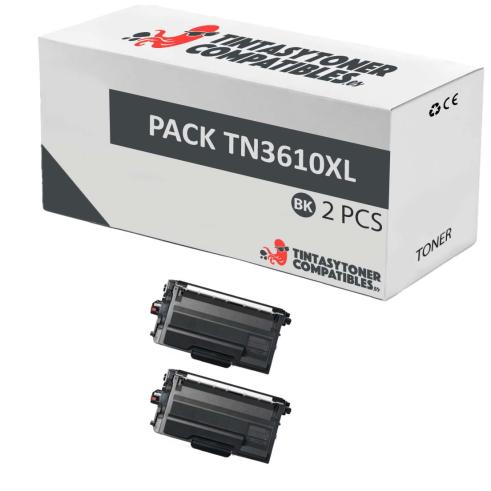 Compatível Pacote 2x Brother TN3610XL Preto
