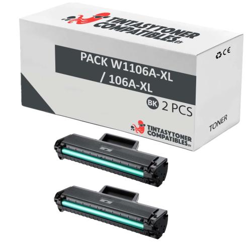 Compatível Pacote 2x HP 106A-XL / W1106A-XL (Alta Capacidade)