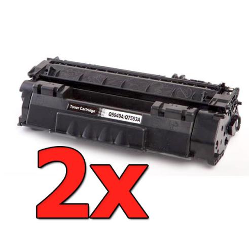Compatível com  Pacote 2 x HP Q7553A Preto