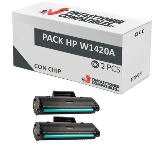 Compatível Pacote 2x HP W1420A Preto (com chip)
