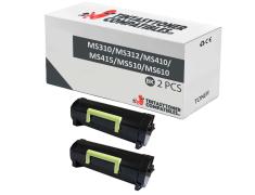 Compatível Pack 2x Lexmark MS310 / MS312 / MS410 / MS415 / MS510 / MS610 Preto