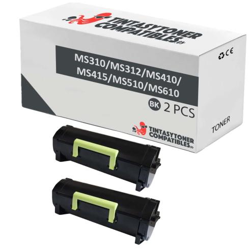 Compatível Pack 2x Lexmark MS310 / MS312 / MS410 / MS415 / MS510 / MS610 Preto